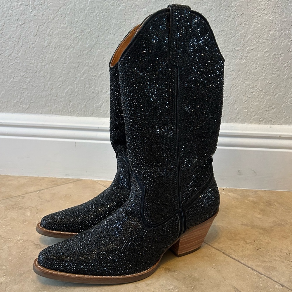 dingo Black Sparkle Heeled Cowboy Boots